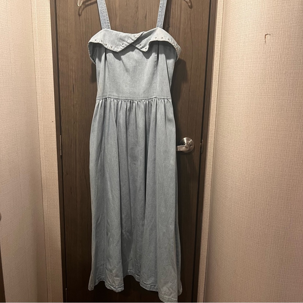 Vintage Jerell Lightwash Chambray Midi Dress – Size 9/10 (Made in USA)